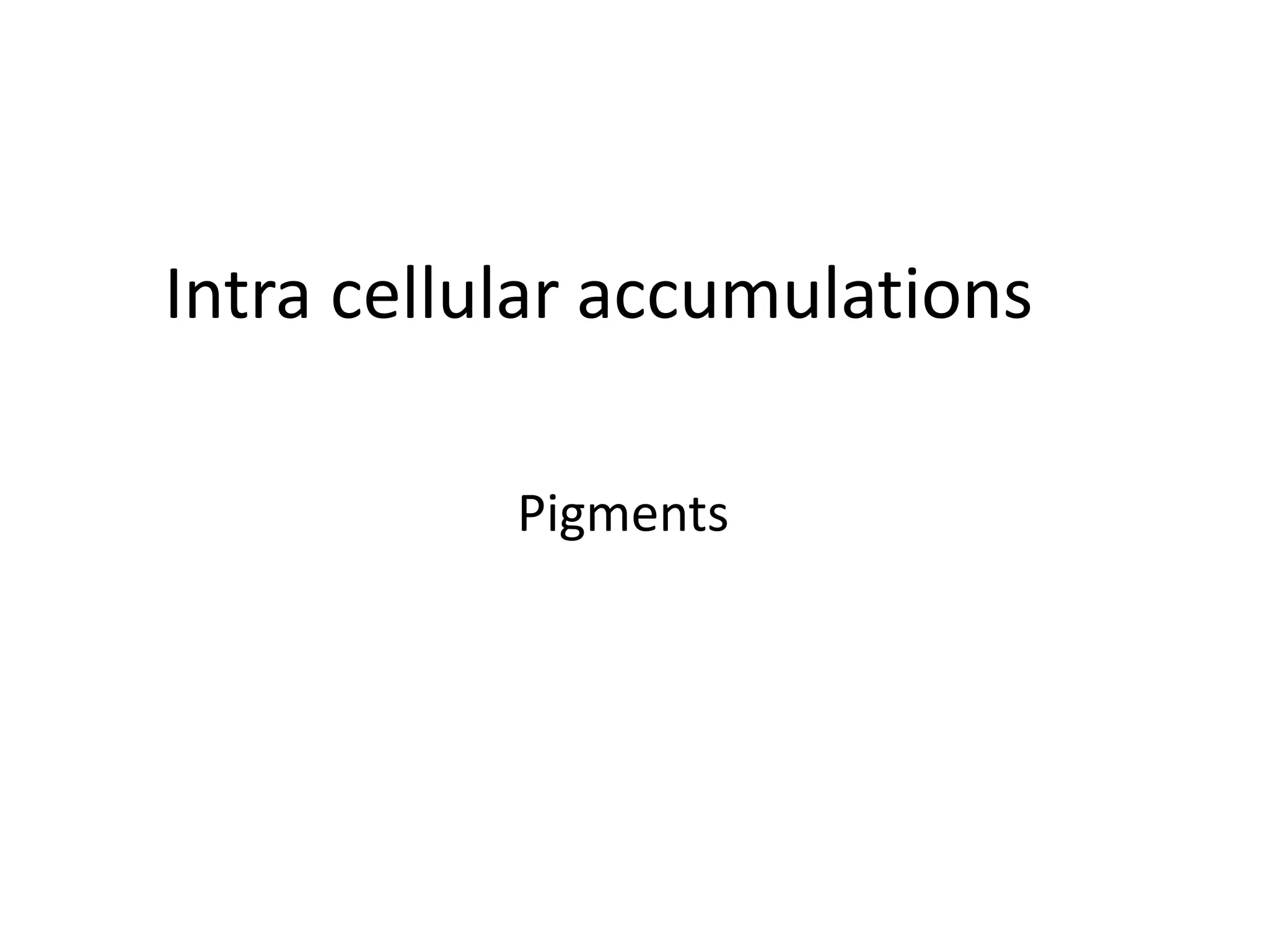Intra cellular accumulations
Pigments
 