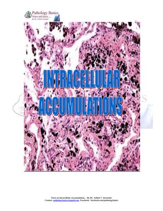 -1 -

Notes on intracellular accumulations… By Dr. Ashish V. Jawarkar
Contact: pathologybasics@gmail.com Facebook: facebook.com/pathologybasics

 