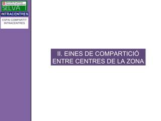 ESPAI COMPARTIT
 INTRACENTRES




                   II. EINES DE COMPARTICIÓ
                  ENTRE CENTRES DE LA ZONA
 