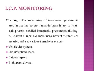 Intracranial pressure measurement | PPTX