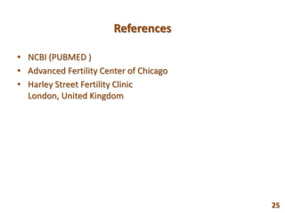 References
• NCBI (PUBMED )
• Advanced Fertility Center of Chicago
• Harley Street Fertility Clinic
London, United Kingdom
25
 
