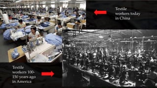 Textile
workers today
in China
Textile
workers 100-
150 years ago
in America
 