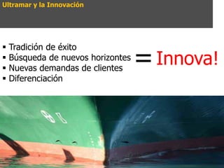 Intraemprendimiento
Ultramar y la Innovación
 Tradición de éxito
 Búsqueda de nuevos horizontes
 Nuevas demandas de clientes
 Diferenciación
=Innova!
 