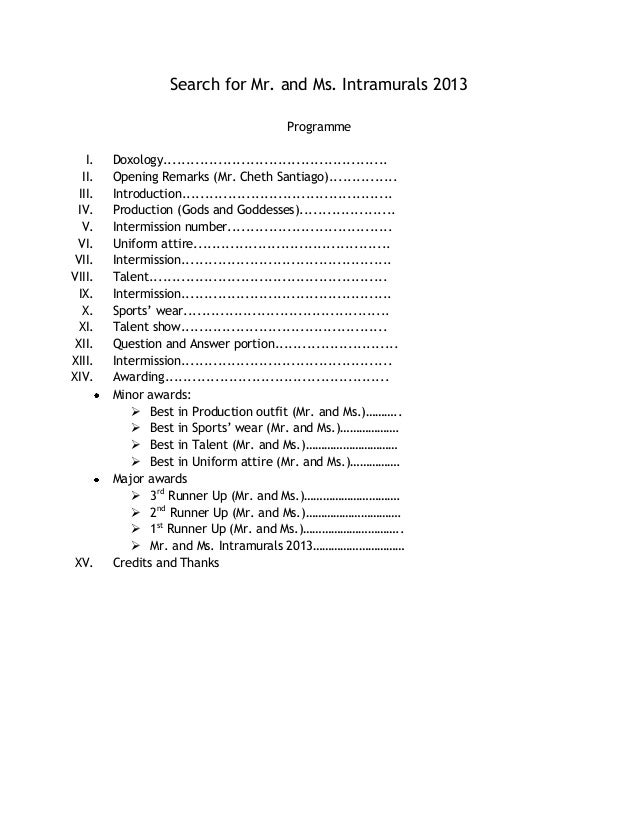 Mr and ms intramurals essay picture