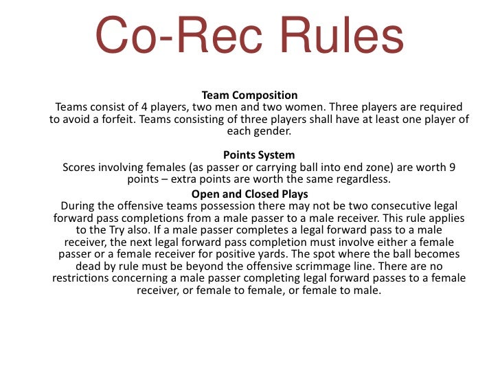 Coed 4on4 Flag Football Rules