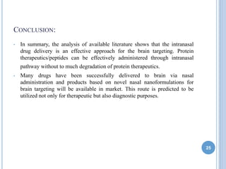 Intranasal drug delivery to brain | PPTX