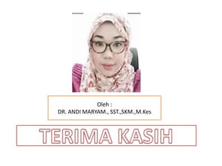 Oleh :
DR. ANDI MARYAM., SST.,SKM.,M.Kes
 