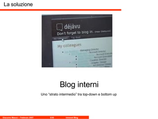 La soluzione Blog interni Uno “strato intermedio” tra top-down e bottom up 
