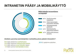 Intranet palvelut Suomessa 2014 - selvityksen tulokset