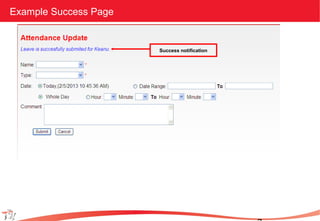 Example Success Page
Success notification
 
