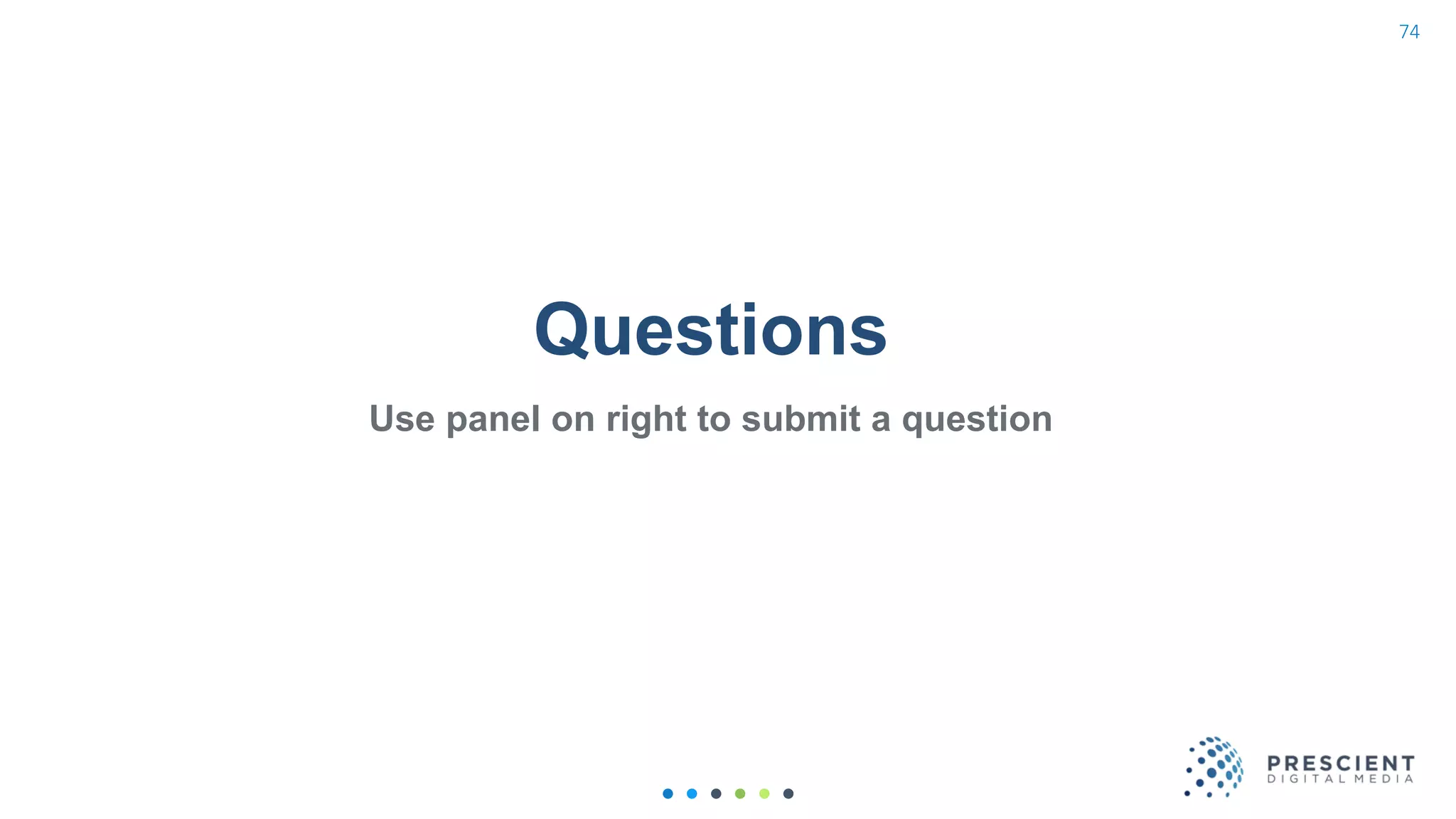 Questions
Use panel on right to submit a question
74
 