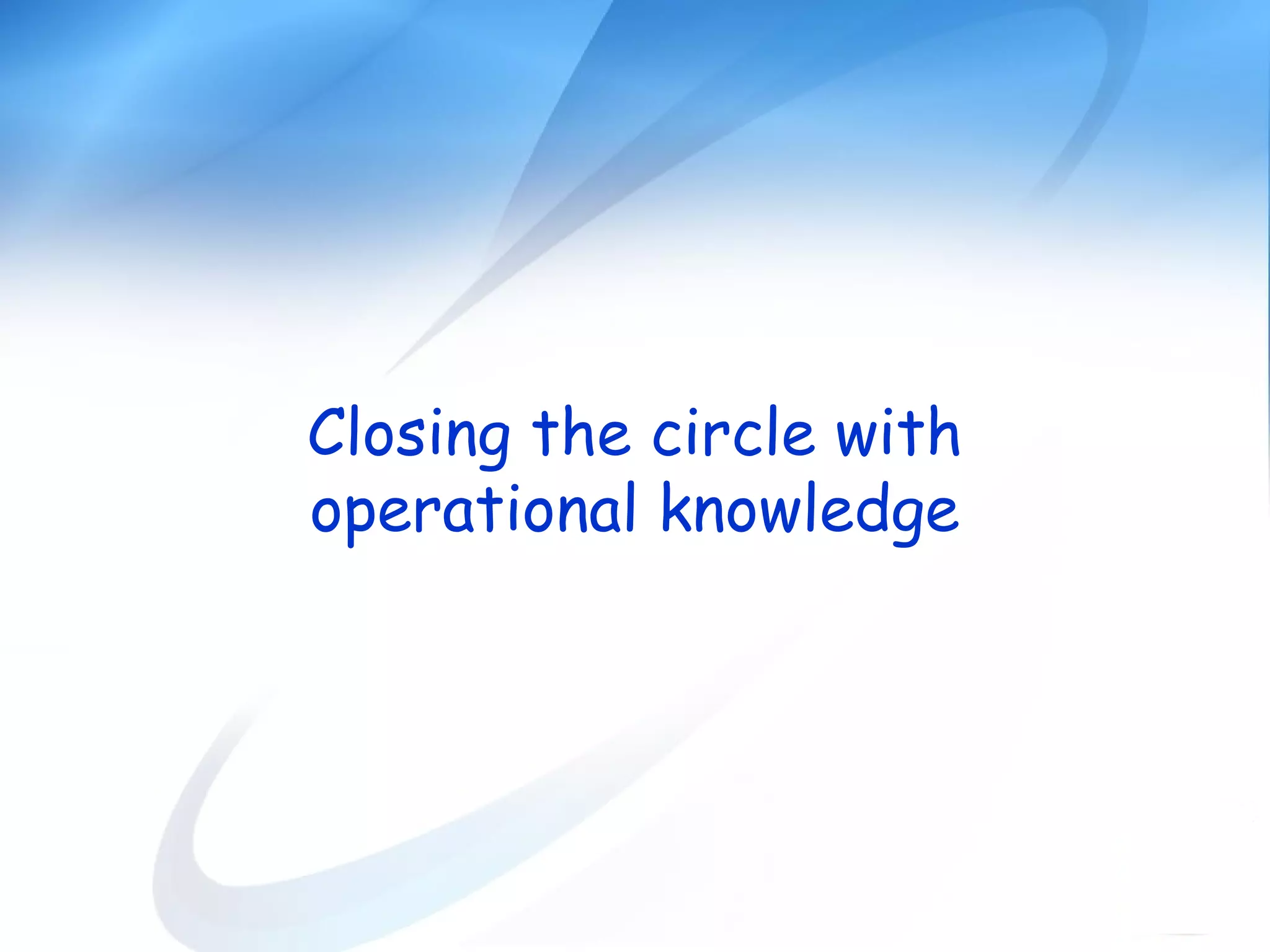 Closing the circle with
operational knowledge
 