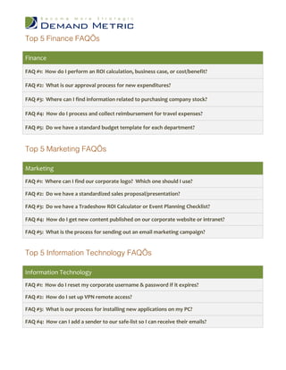 Intranet Faq Worksheet