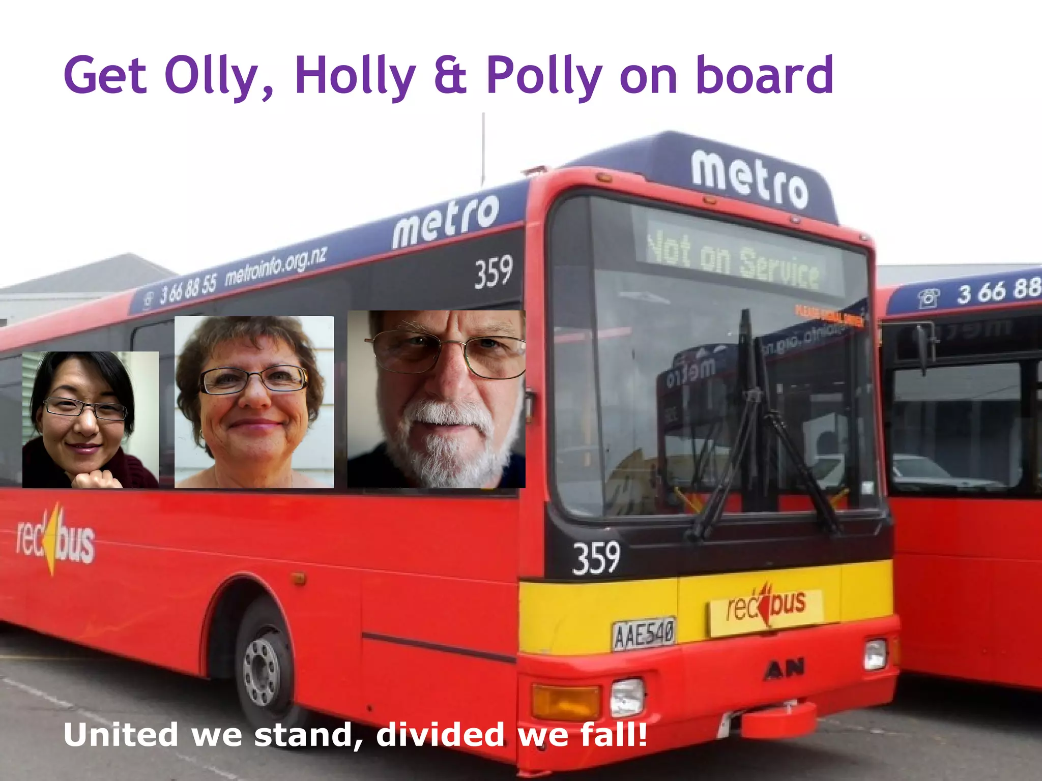 Get Olly, Holly & Polly on board




United we stand, divided we fall!
 