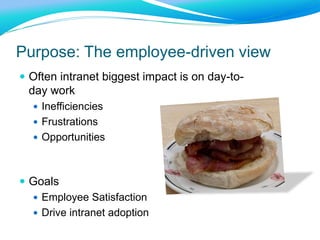 ExerciseWhat are your organisation’s goals for:CommunicationsCollaborationEfficiencyDon’t reference your intranet at this stage!