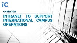 INTRANET TO SUPPORT
INTERNATIONAL CAMPUS
OPERATIONS
OVERVIEW
 