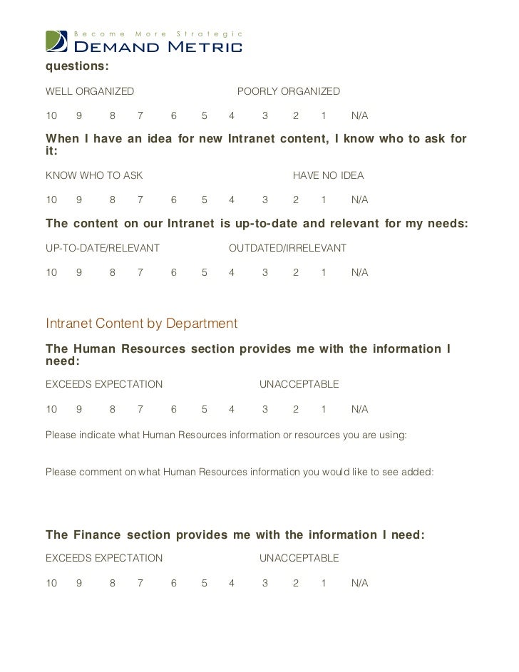 intranet usage survey trial objections cheat sheet