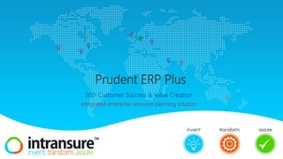 Prudent ERP Plus
360o
Customer Success & Value Creation
integrated enterprise resource planning solution
 