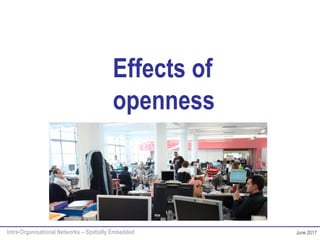 Intra-Organisational Networks – Spatially Embedded June 2017
Effects of
openness
 