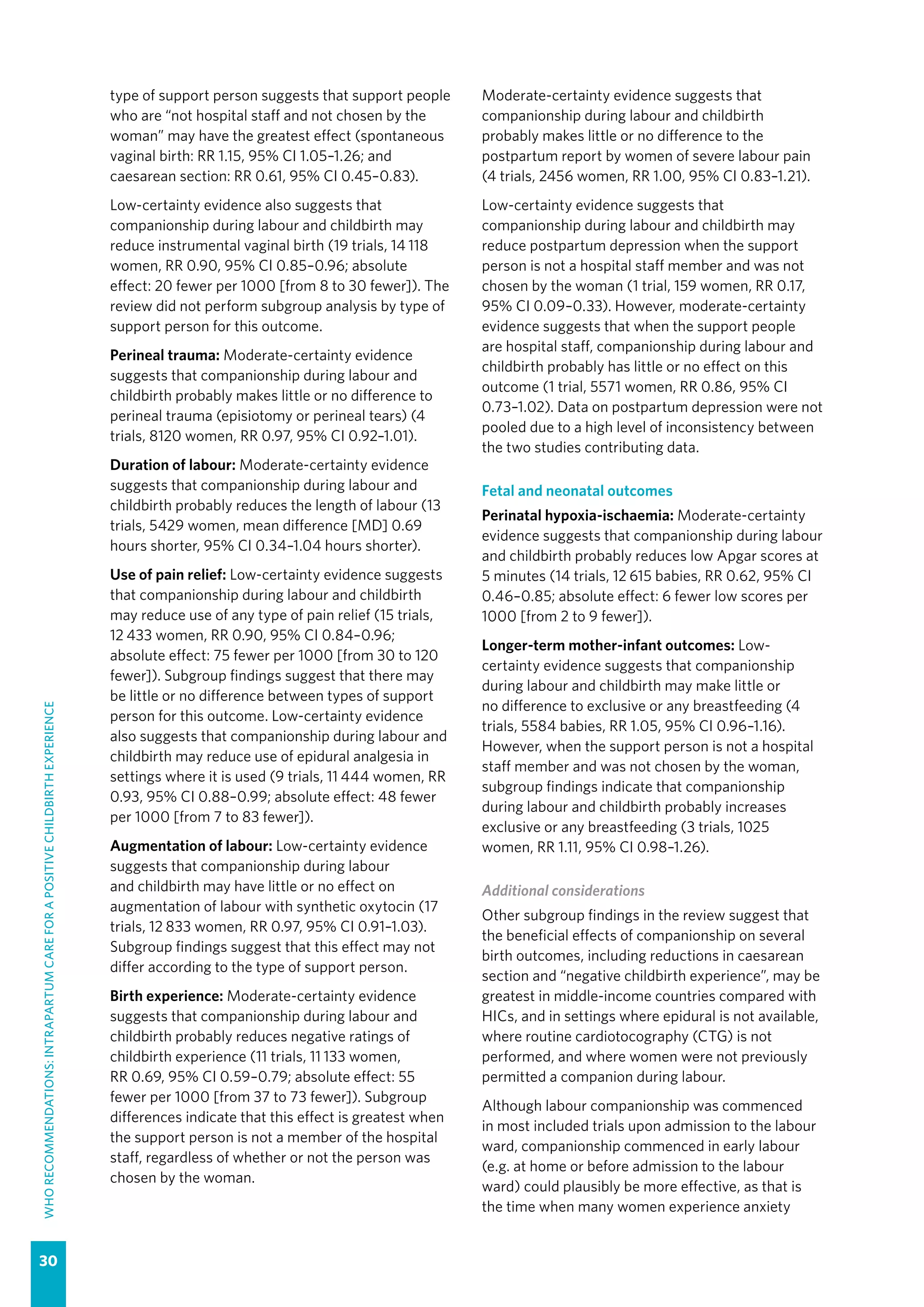 WHO recommendations Intrapartum care for a positive childbirth ...