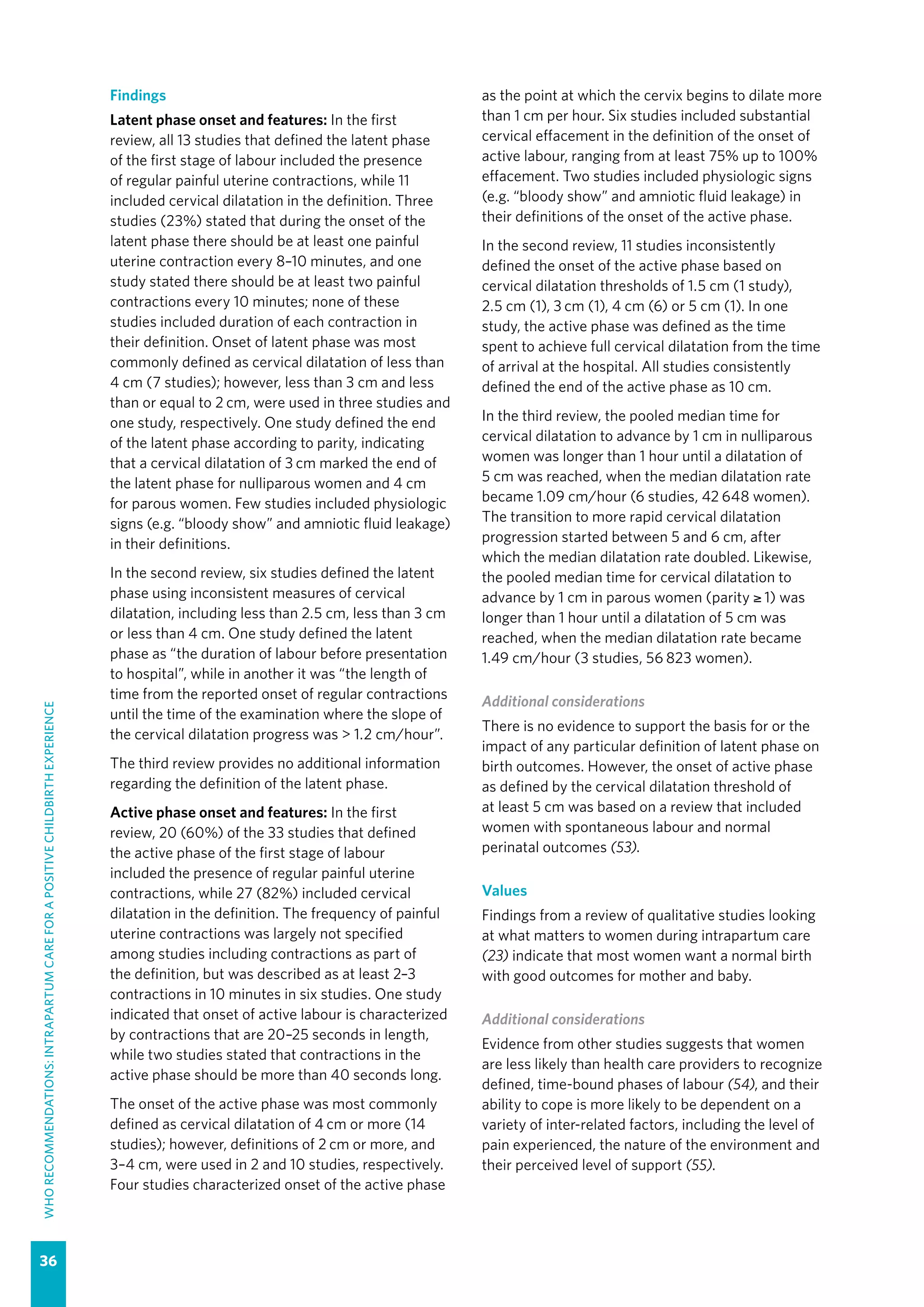 WHO recommendations Intrapartum care for a positive childbirth ...