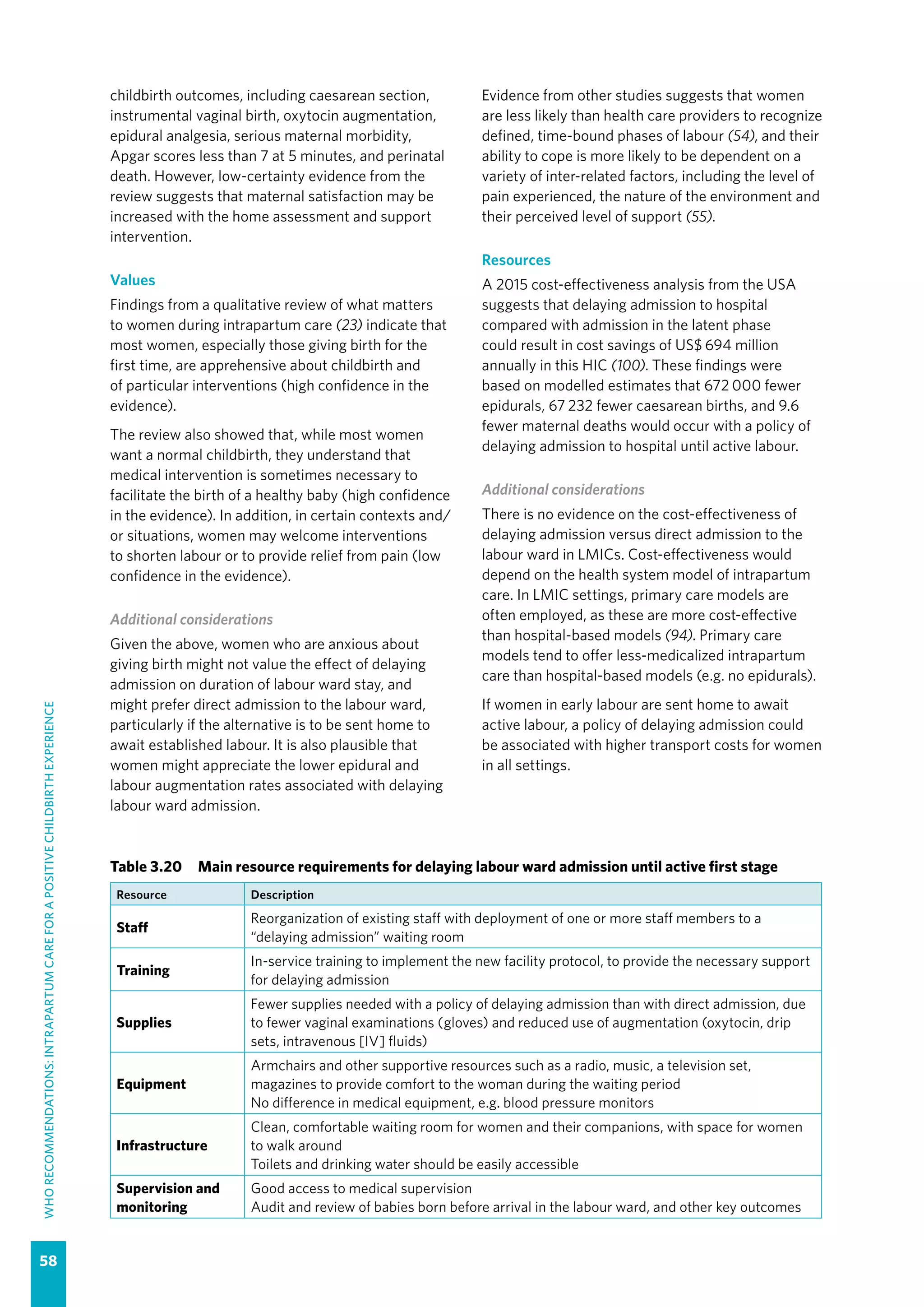 WHO recommendations Intrapartum care for a positive childbirth ...