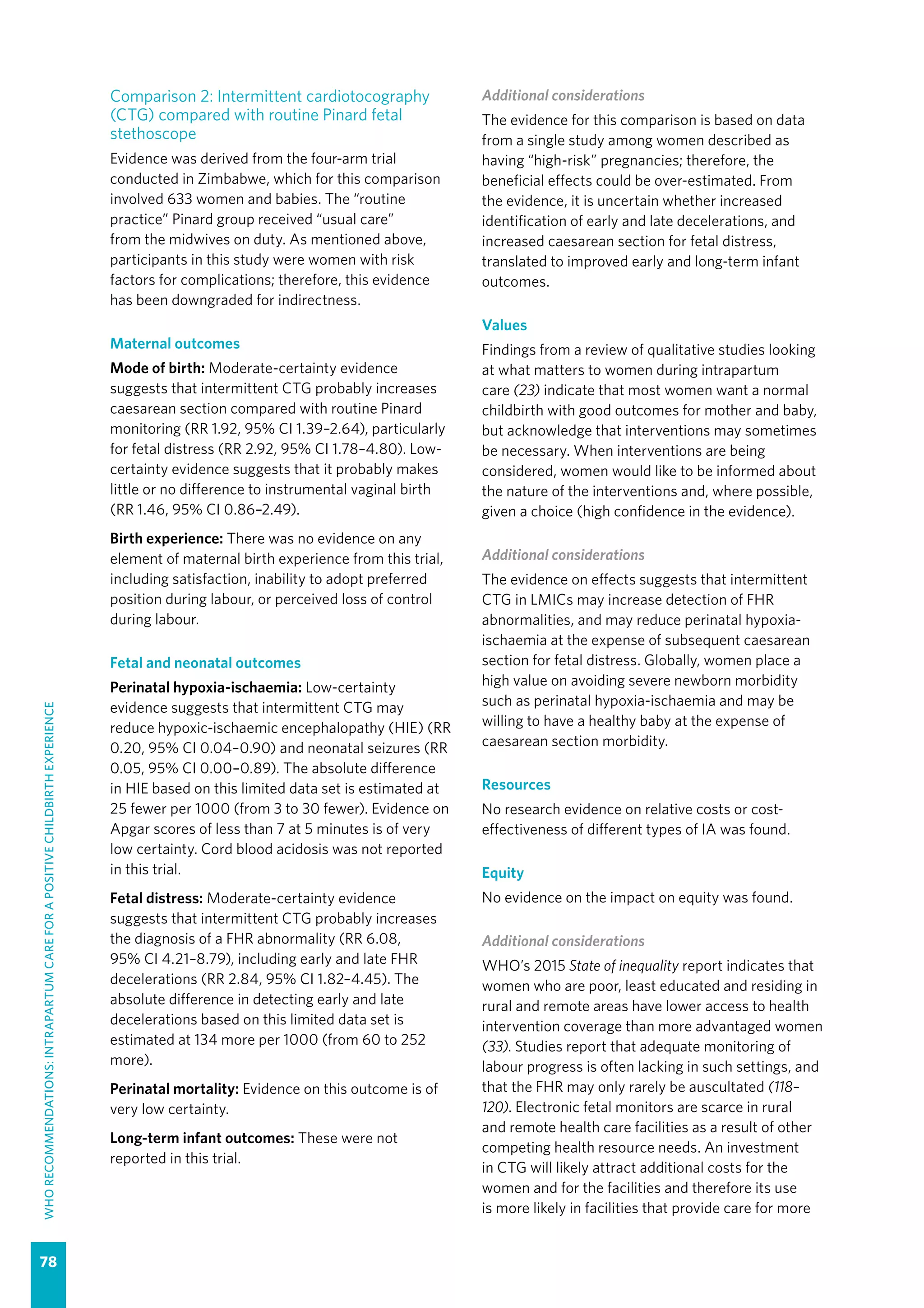 WHO recommendations Intrapartum care for a positive childbirth ...