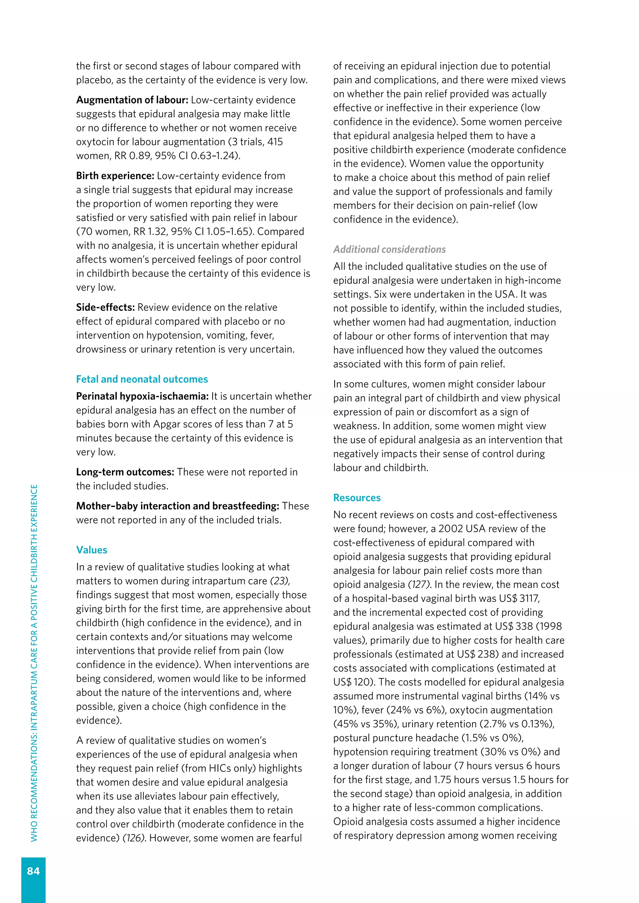 WHO recommendations Intrapartum care for a positive childbirth ...