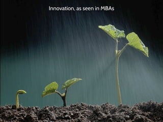 Intro
Innovation risks

                   Innovation, as seen in MBAs
Uncharted waters
Buccaneers
Culture
 