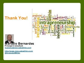 Thank You! 
Marcelo Bernardes Principal Consultant 
marcelo@innovatewithin.com 
http://www.innovatewithin.com/ 
@InnovateWithin 
