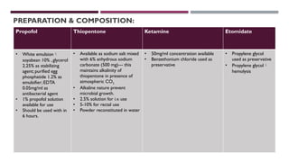 intravenous anesthetic agents. propofol etomidate | PPTX