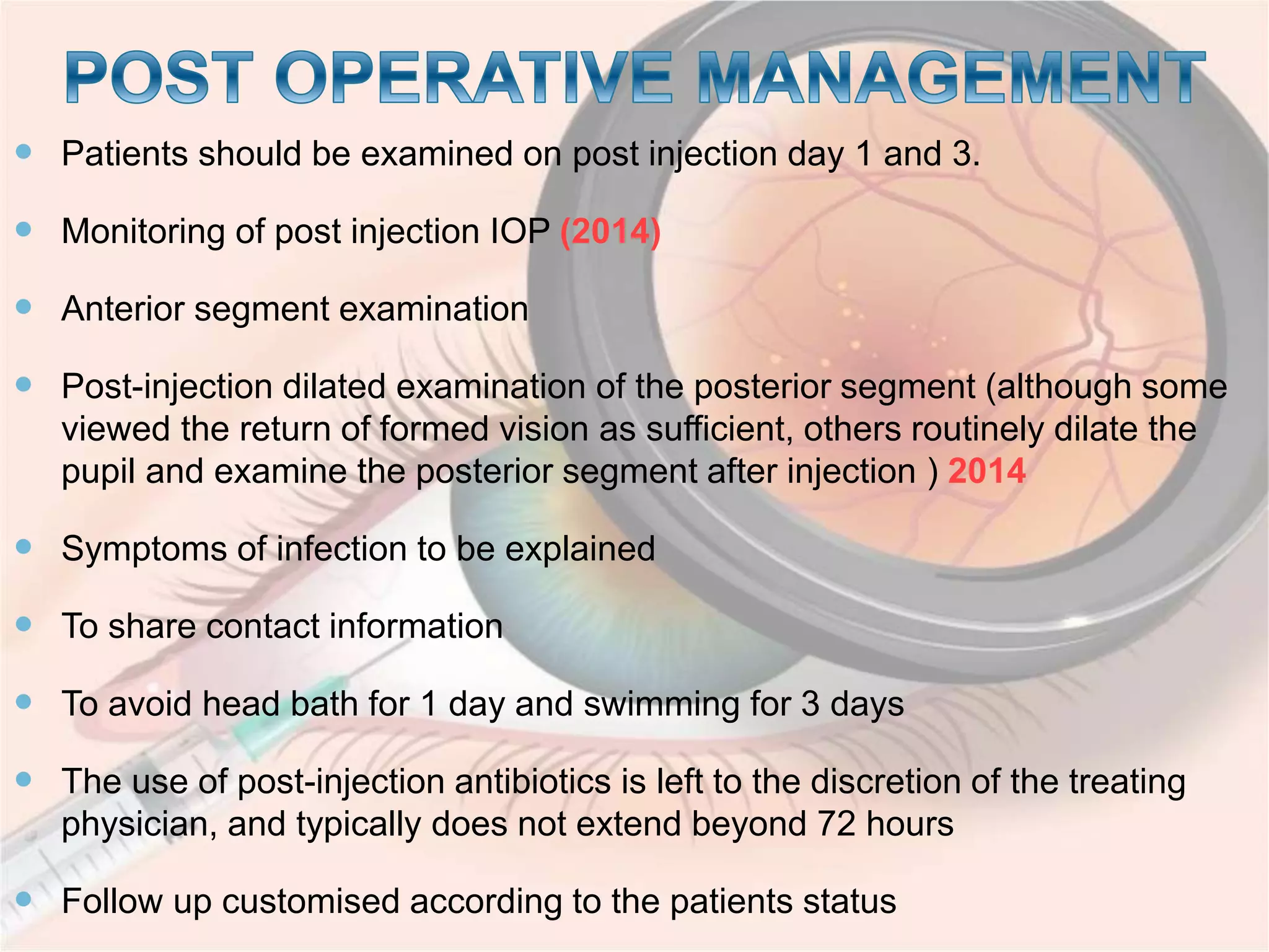 Post Intravitreal Injection Intravitreal injection | PPTX
