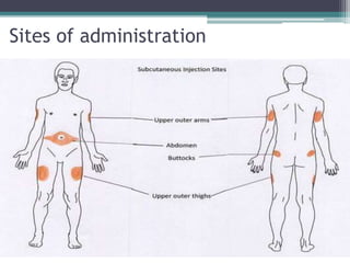 Sites of administration
• Inner side of fore arm
• Deltoid region
 