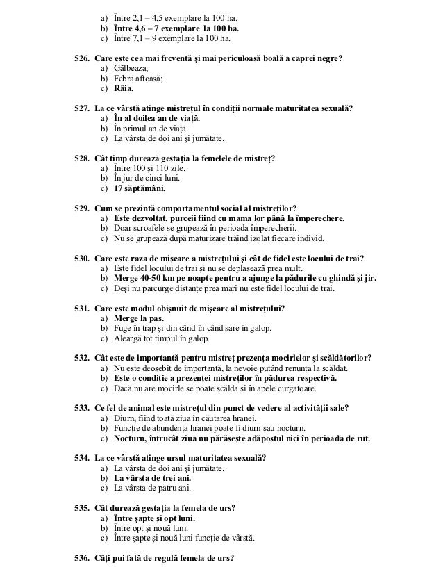 Intrebari examen-vanator
