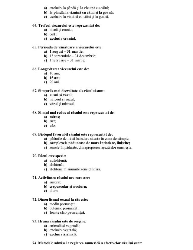 Intrebari examen-vanator