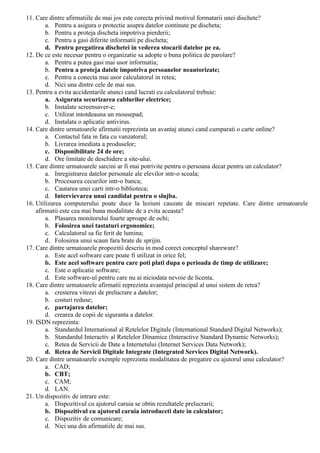 Intrebari calculator operatori | DOC