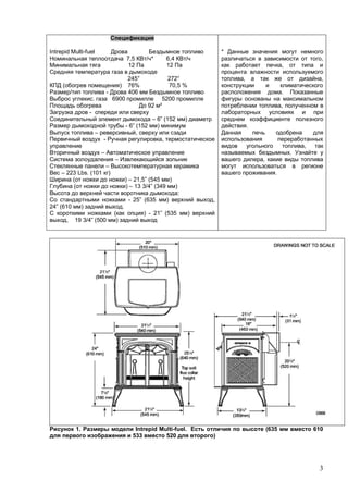 3
Intrepid Multi-fuel
7,5 * 6,4
12 12
245° 272°
( ) 76% 70,5 %
- 406
. 6900 5200
92 ²
-
– 6” (152 )
- 6” (152 )
– ,
- ,
–
–
–
– 223 Lbs. (101 )
( ) – 21,5” (545 )
( ) – 13 3/4” (349 )
:
- 25” (635 ) ,
24” (610 ) .
( ) - 21” (535 )
, 19 3/4” (500 )
*
,
,
, ,
.
,
.
,
.
,
.
1. Intrepid Multi-fuel. (635 610
533 520 )
 