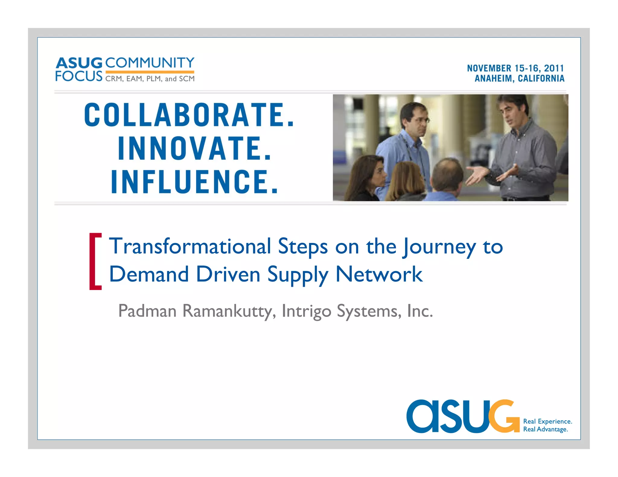 Transformational Steps on the Journey to Demand Driven Supply Network PPT
