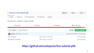 15
https://github.com/astojanov/lms-tutorial-pldi
 