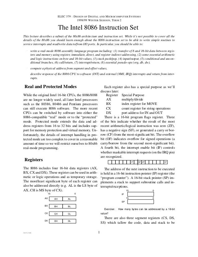 8086 instruction set ppt