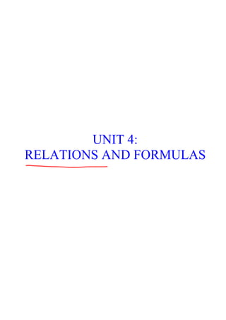 UNIT 4:
RELATIONS AND FORMULAS
 