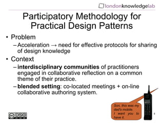 Participatory Methodology for Practical Design Patterns <ul><li>Problem </li></ul><ul><ul><li>Acceleration -> need for eff...
