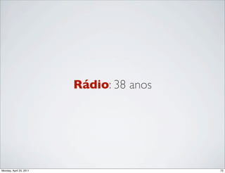 Rádio: 38 anos




Monday, April 25, 2011                    72
 