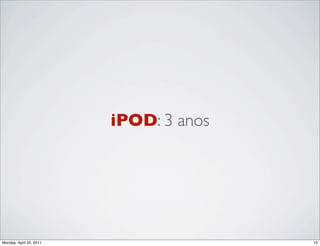 iPOD: 3 anos




Monday, April 25, 2011                  75
 