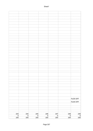 Sheet1




                                         FUCK OFF

                                         FUCK OFF




243   244   245     246      247   248          249
  0     0     0       0        0     0            0
250   250   250     250      250   250          250



                  Page 307
 