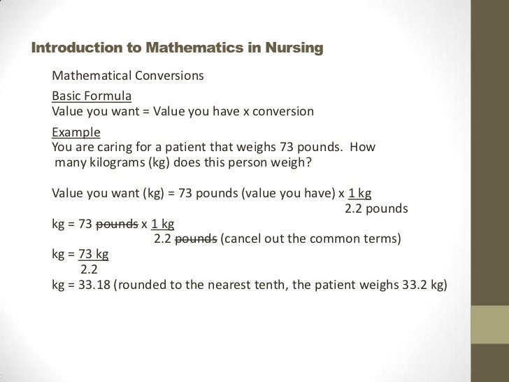 intro metric formula chart