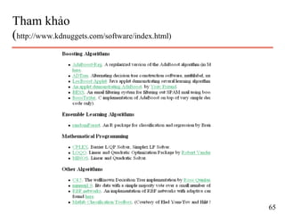 Tham khảo
(http://www.kdnuggets.com/software/index.html)
65
 