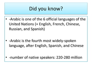 Arabic Language Introduction Introduction to Arabic Language | PPTX