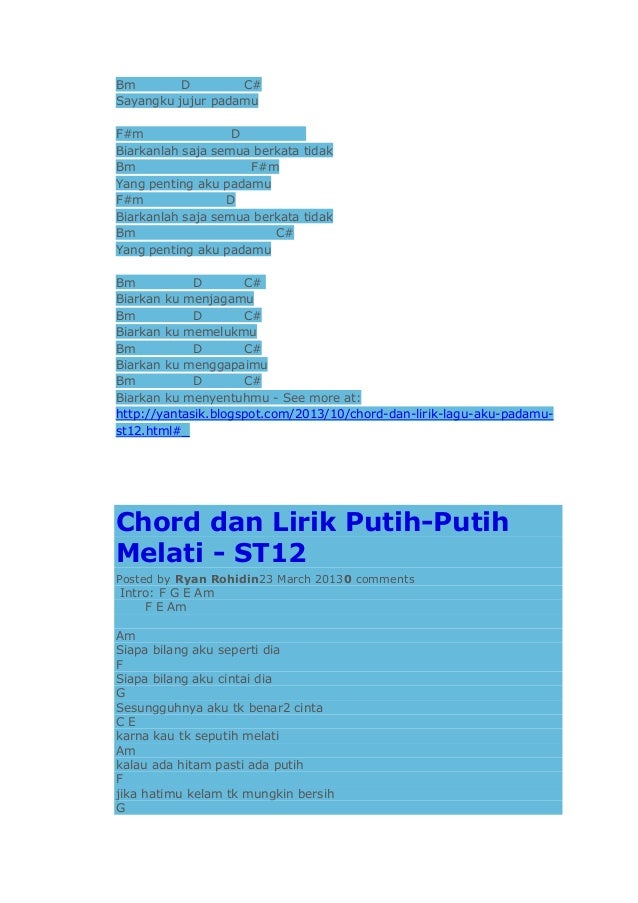 Chord gitar putih putih melati