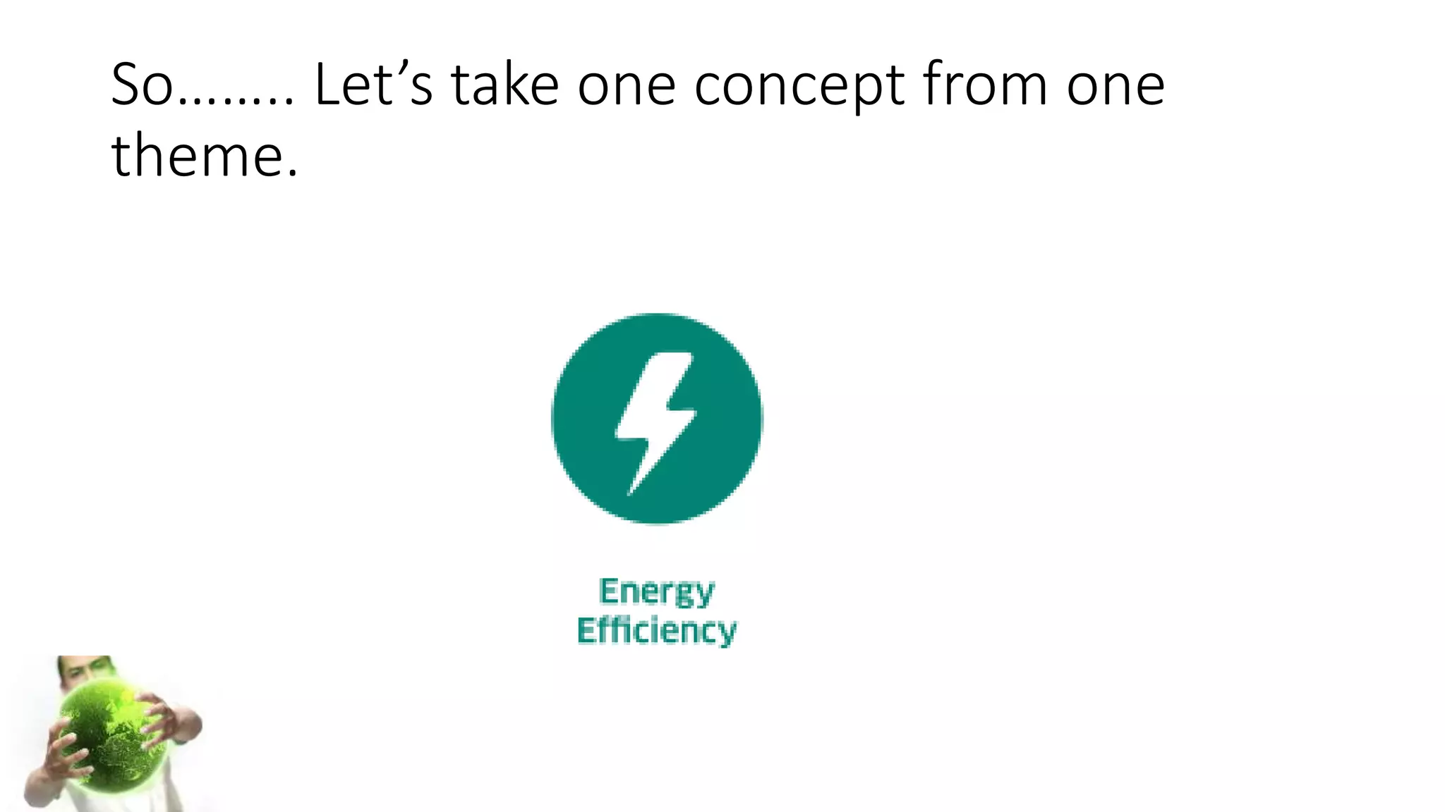 So…….. Let’s take one concept from one
theme.